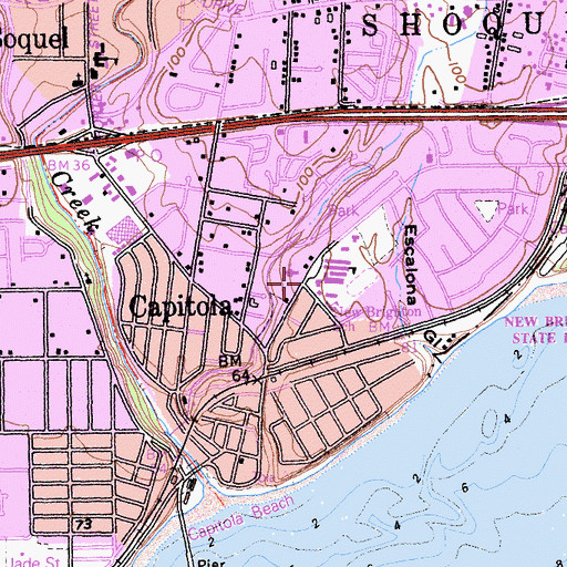 Topographic Map of Capitola Elementary School (historical), CA