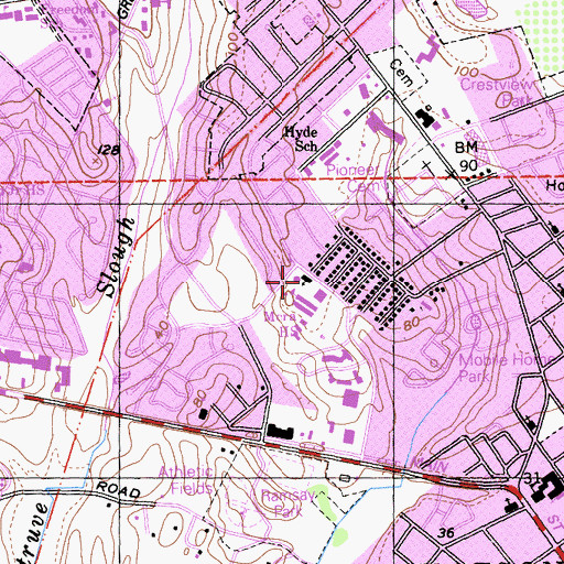 Topographic Map of Chapel Hill United Presbyterian Church, CA