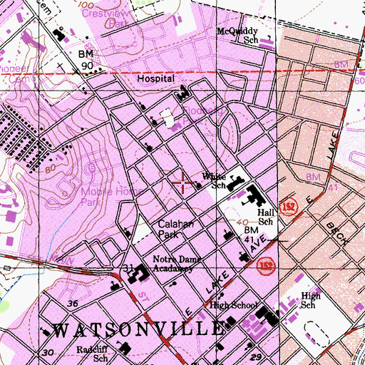 Topographic Map of Church of the Nazarene, CA