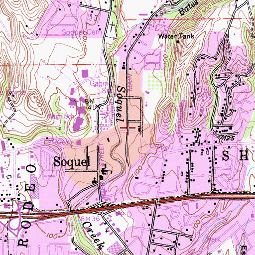Topographic Map of Congregational Church of Soquel, CA