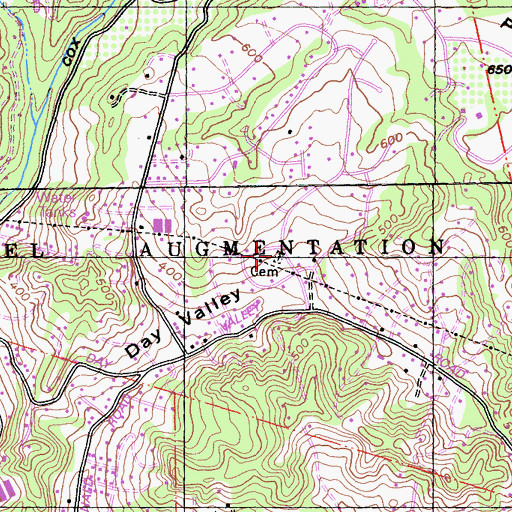 Topographic Map of Day Valley Cemetery, CA