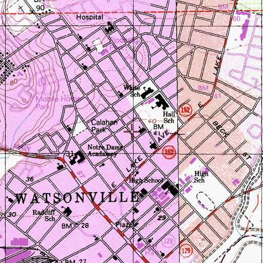 Topographic Map of First Baptist Church, CA