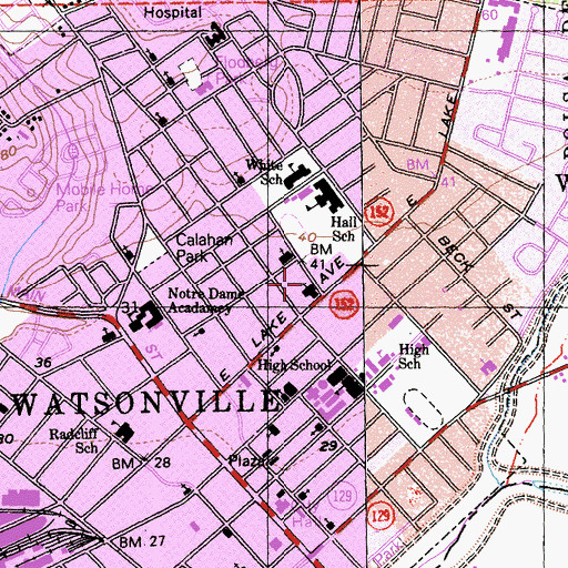 Topographic Map of First Christian Church, CA