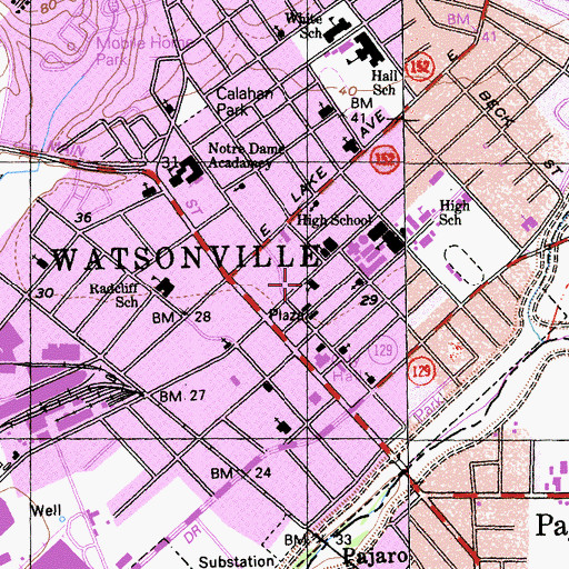 Topographic Map of First Presbyterian Church, CA