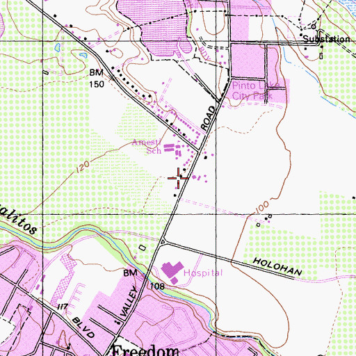 Topographic Map of Green Valley Christian Center, CA