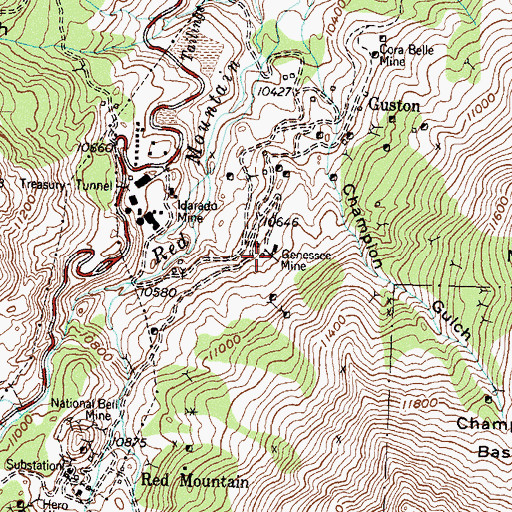 Topographic Map of Genessee Mine, CO