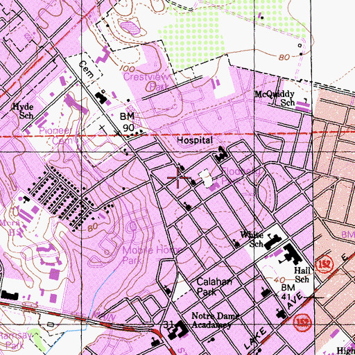 Topographic Map of Iglesia Santa Pentecostes Templo, CA
