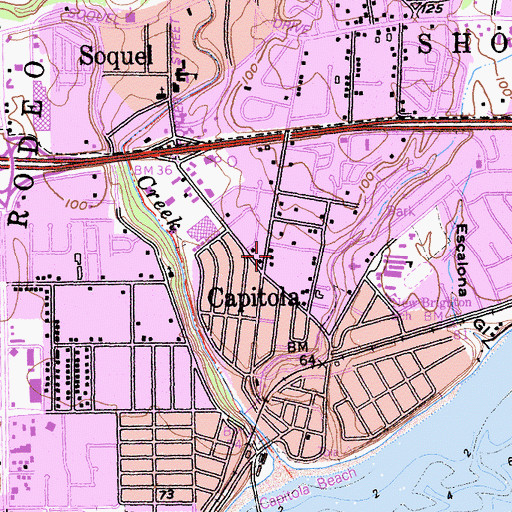 Topographic Map of La Capitola Plaza Shopping Center, CA