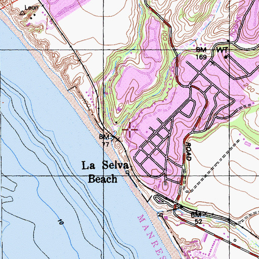 Topographic Map of La Selva Beach Branch Satna Cruz City-County Library, CA