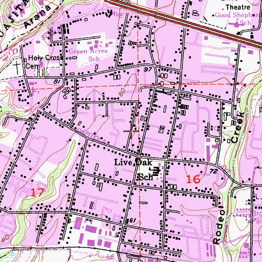 Topographic Map of Live Oak United Methodist Church, CA