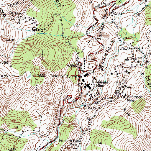 Topographic Map of Treasury Tunnel, CO
