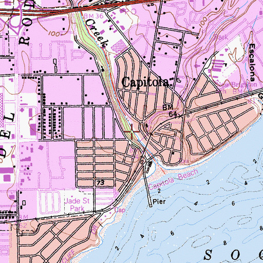 Topographic Map of Old Riverview Historic District, CA