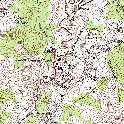Topographic Map of Idarado Mine, CO