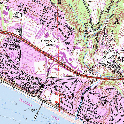 Topographic Map of Rancho Del Mar Shopping Center, CA