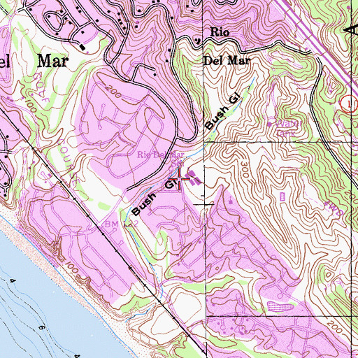 Topographic Map of Rio Del Mar Elementary School, CA