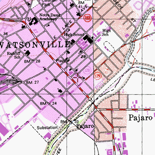 Topographic Map of Saint Paul Baptist Church, CA