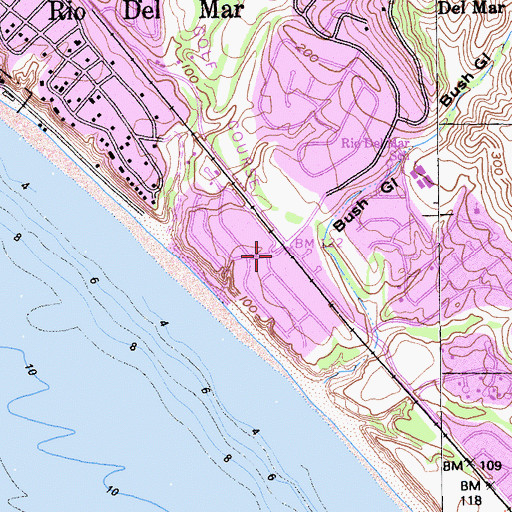 Topographic Map of Seascape Village Shopping Center, CA