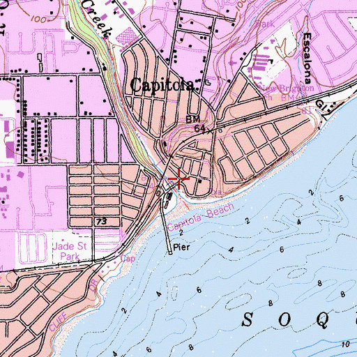 Topographic Map of Six Sisters-Lawn Way Historic District, CA