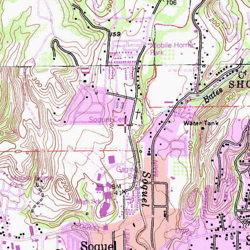 Topographic Map of Soquel Cemetery, CA