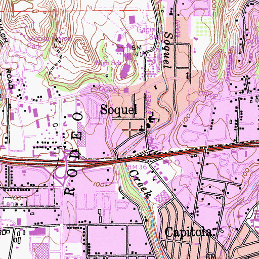 Topographic Map of Soquel Congregational Church, CA