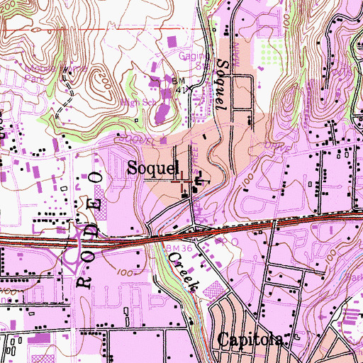 Topographic Map of Soquel Elementary School, CA