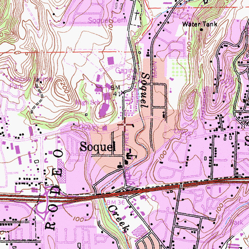 Topographic Map of Soquel Post Office, CA