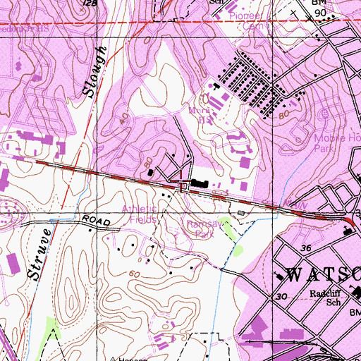 Topographic Map of Town and Country Shopping Center, CA