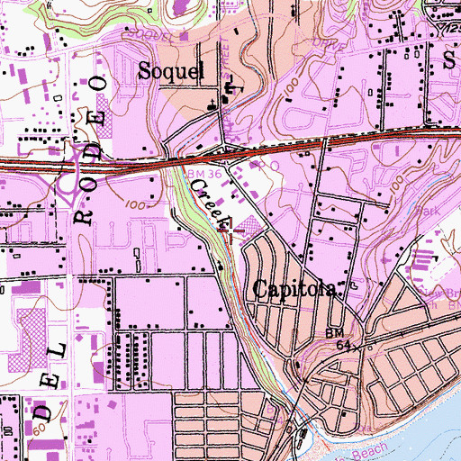 Topographic Map of Upper Village Shopping Center, CA