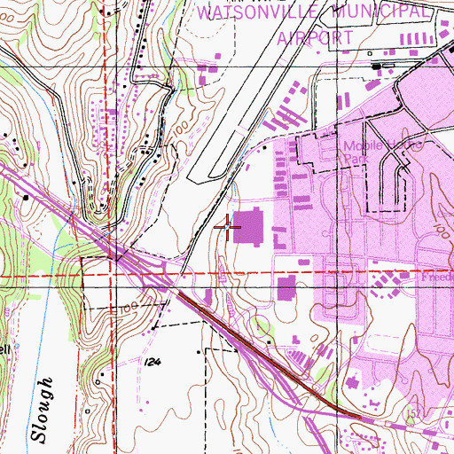 Topographic Map of Watsonville Community Hospital, CA