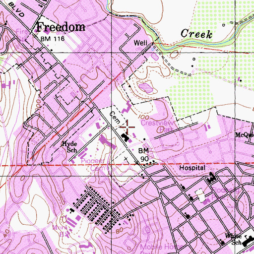 Topographic Map of Crestview Park, CA