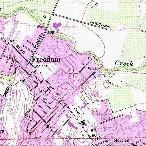 Topographic Map of First Baptist Church of Freedom, CA