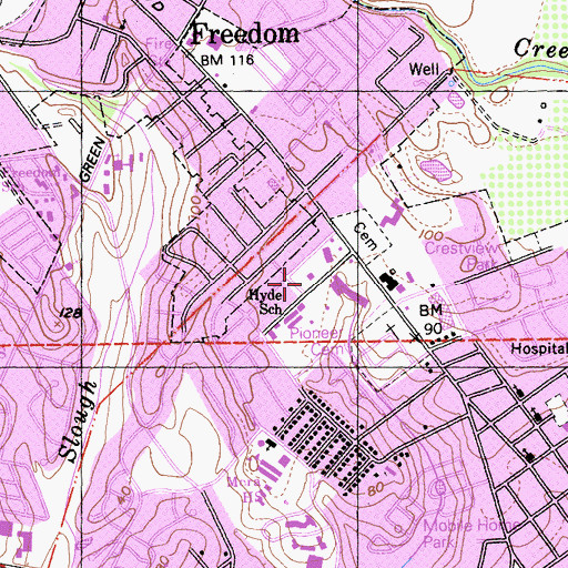 Topographic Map of First Evangelical Lutheran Church, CA