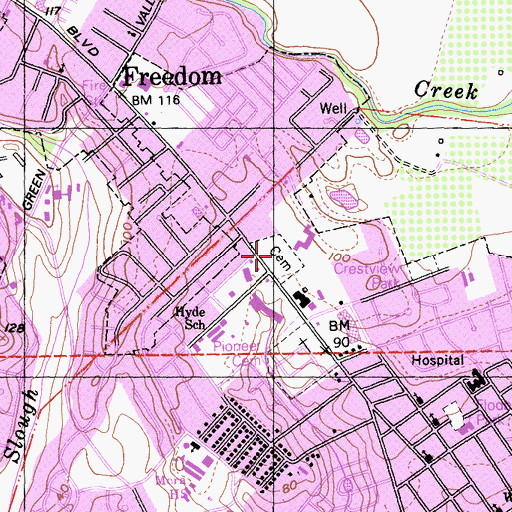 Topographic Map of Independent Order of Oddfellows Cemetery, CA