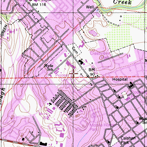 Topographic Map of Pioneer Cemetery, CA