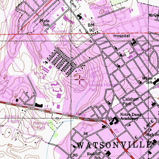 Topographic Map of Portola Heights Mobile Home Park, CA