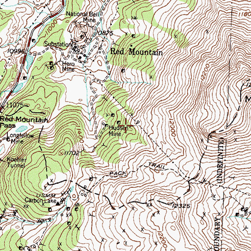 Topographic Map of Hudson Mine, CO