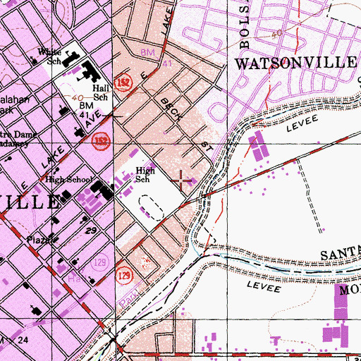 Topographic Map of Watsonville Buddhist Temple, CA