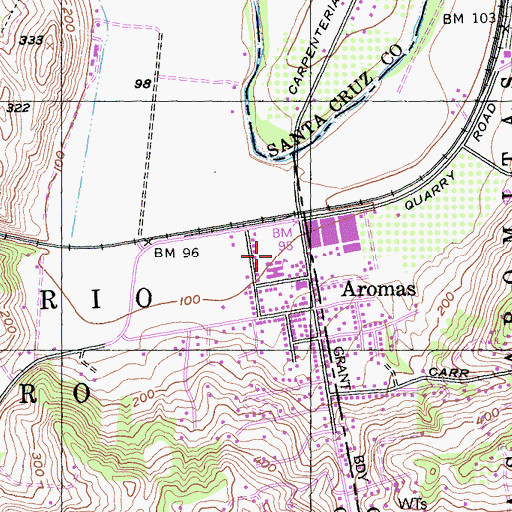 Topographic Map of Aromas Elementary School, CA