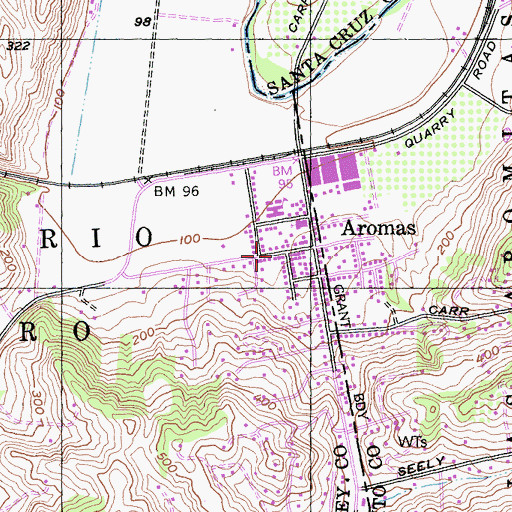 Topographic Map of Aromas Post Office, CA
