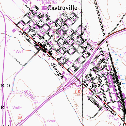 Topographic Map of Castroville Elementary School, CA