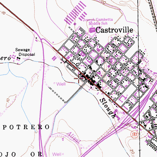 Topographic Map of Castroville Justice Library, CA