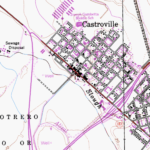 Topographic Map of Castroville Post Office, CA