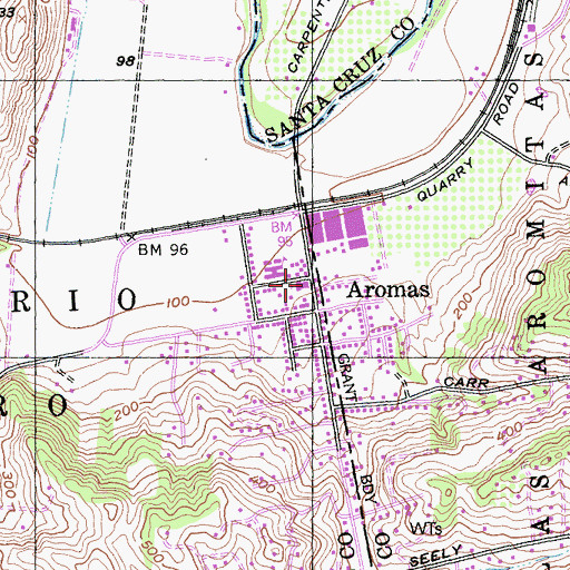 Topographic Map of Community Baptist Church of Aromas, CA