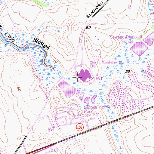 Topographic Map of Central Bay Continuation High School, CA
