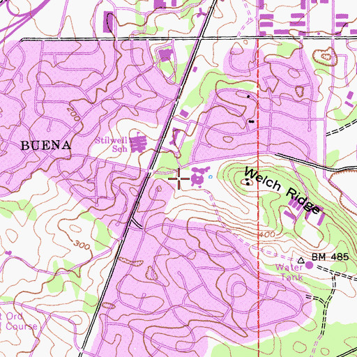 Topographic Map of George C Marshall Elementary School, CA