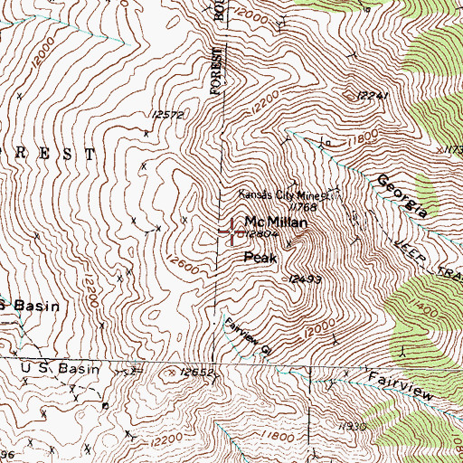 Topographic Map of McMillan Peak, CO