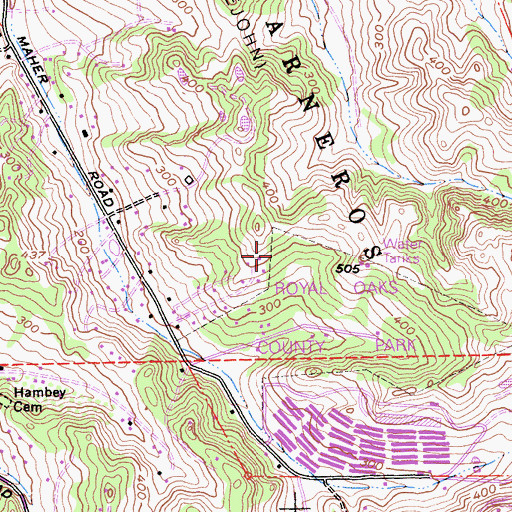Topographic Map of Hidden Oak Picnic Area, CA