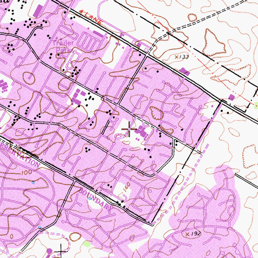 Topographic Map of J C Crumpton Elementary School, CA