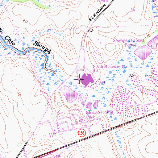 Topographic Map of North Monterey County Adult School, CA