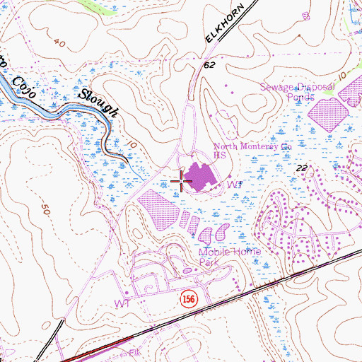 Topographic Map of North Monterey County High School, CA